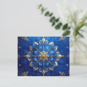 Blue Gold Decorative Holiday Postcard Briefkaart (Staand voorkant)
