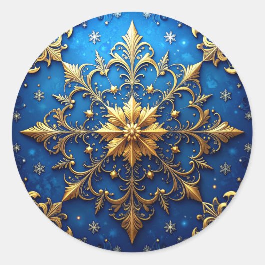 Blue Gold Decorative Holiday Sticker (Voorkant)