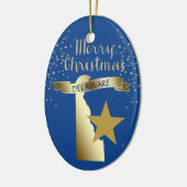 Blue Gold Delaware Star Keramisch Ornament (Links)