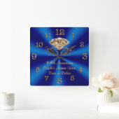 Blue Gold Diamond - persoonlijke Jubileum cadeaus Vierkante Klok (Huis)