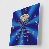 Blue Gold Diamond - persoonlijke Jubileum cadeaus Vierkante Klok (Hoek)