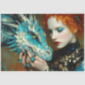 Blue & Gold Dragon Fantasy Decoupage Tissuepapier (Voorkant)