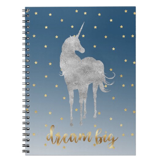 Blue Gold Dream Stars Unicorn Notitieboek (Voorkant)
