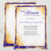 Blue & Gold Elegance Uitnodiging (Voorkant / Achterkant)