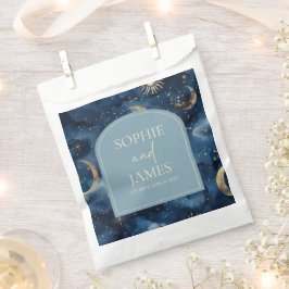 Blue Gold Elegant Celestial Starry Sky Wedding Bedankzakje