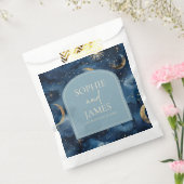 Blue Gold Elegant Celestial Starry Sky Wedding Bedankzakje (Gezegeld)