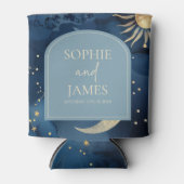 Blue Gold Elegant Celestial Starry Sky Wedding Blikjeskoeler (Voorkant)