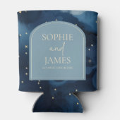 Blue Gold Elegant Celestial Starry Sky Wedding Blikjeskoeler (Achterkant)