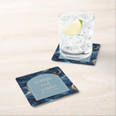 Blue Gold Elegant Celestial Starry Sky Wedding Kartonnen Onderzetters (Insitu)