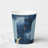 Blue Gold Elegant Celestial Starry Sky Wedding Papieren Bekers (Rechts)