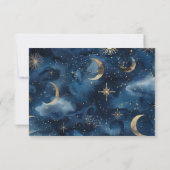 Blue Gold Elegant Celestial Starry Sky Wedding RSVP Kaartje (Achterkant)