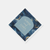 Blue Gold Elegant Celestial Starry Sky Wedding Servet (Hoek)