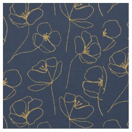 Blue Gold Elegant Fabric Crafting Pattern Stof