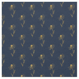 Blue Gold Elegant Fabric Crafting Pattern Stof