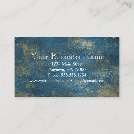 Blue Gold Elegant Festive Hanging String Lights Visitekaartje (Achterkant)