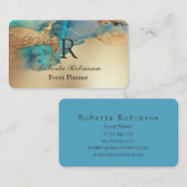 Blue Gold Elegant Marble Modern Visitekaartje (Voorkant / Achterkant)