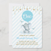 Blue Gold Elephant 1e eerste verjaardag Twinkle St Kaart (Voorkant)