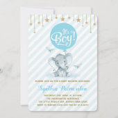 Blue Gold Elephant Baby shower Twinkle Star Uitnod Kaart (Voorkant)