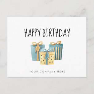 Blue Gold Employee Business Birthday Briefkaart