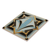 Blue Gold en Black Art Deco Keramische Tegel. Tegeltje (Zijkant)