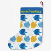 Blue Gold en White Hanukkah Dreidel Fun Kleine Kerstsok (Achterkant)