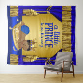 Blue Gold Etnische Prince Baby shower Achtergrond Wandkleed (In Situ (horizontaal))