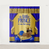 Blue Gold Etnische Prince Baby shower Achtergrond Wandkleed (Voorkant)