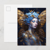 Blue Gold Fairy Fantasy Art Briefkaart (Voorkant / Achterkant)