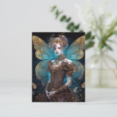 Blue Gold Fairy Fantasy Art Briefkaart (Staand voorkant)