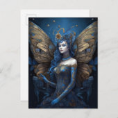 Blue Gold Fairy Fantasy Art Briefkaart (Voorkant / Achterkant)