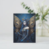 Blue Gold Fairy Fantasy Art Briefkaart (Staand voorkant)