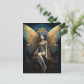 Blue Gold Fairy Fantasy Art Briefkaart (Staand voorkant)
