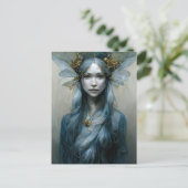 Blue Gold Fairy Fantasy Art Briefkaart (Staand voorkant)