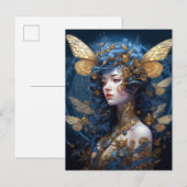 Blue Gold Fairy Fantasy Art Briefkaart (Voorkant / Achterkant)