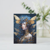 Blue Gold Fairy Fantasy Art Briefkaart (Staand voorkant)