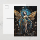 Blue Gold Fairy Fantasy Art Briefkaart (Voorkant / Achterkant)
