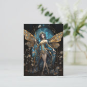 Blue Gold Fairy Fantasy Art Briefkaart (Staand voorkant)