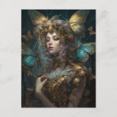 Blue Gold Fairy Fantasy Art Briefkaart (Voorkant)