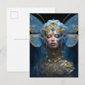 Blue Gold Fairy Fantasy Art Briefkaart (Voorkant / Achterkant)