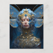 Blue Gold Fairy Fantasy Art Briefkaart (Voorkant)