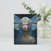 Blue Gold Fairy Fantasy Art Briefkaart (Staand voorkant)