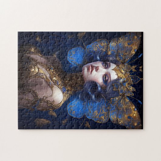 Blue Gold Fairy Fantasy Art Legpuzzel (Horizontaal)