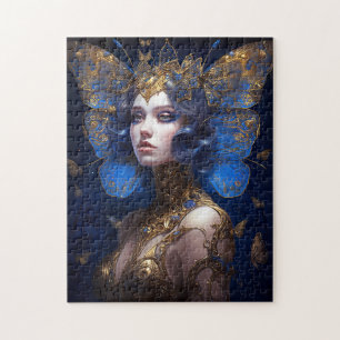 Blue Gold Fairy Fantasy Art Legpuzzel