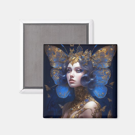 Blue Gold Fairy Fantasy Art Magneet (Voorkant / Achterkant)