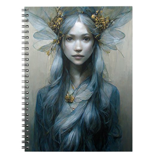 Blue Gold Fairy Fantasy Art Notitieboek (Voorkant)