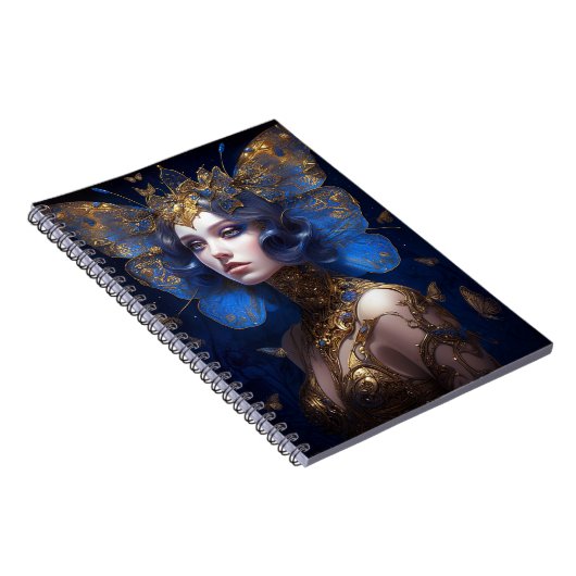 Blue Gold Fairy Fantasy Art Notitieboek (Rechterzijde)