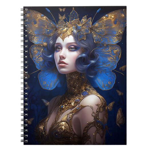 Blue Gold Fairy Fantasy Art Notitieboek (Voorkant)