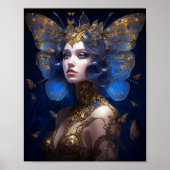 Blue Gold Fairy Fantasy Art Poster (Voorkant)