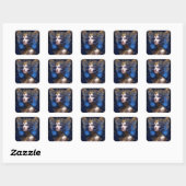 Blue Gold Fairy Fantasy Art Vierkante Sticker (Vel)