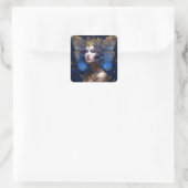 Blue Gold Fairy Fantasy Art Vierkante Sticker (Tas)